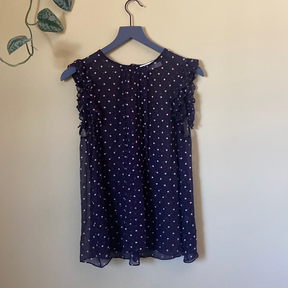 Zimmermann Silk Swiss Dot Blouse, size S (designer size 1). Eggplant/Baby Pink